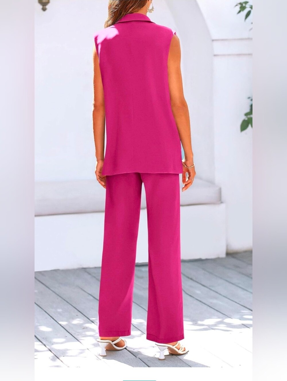 NWT-PrettyGarden Sleeveless Blazer & Wide-Leg Pants Set ($70 MSRP) - Picture 5 of 6